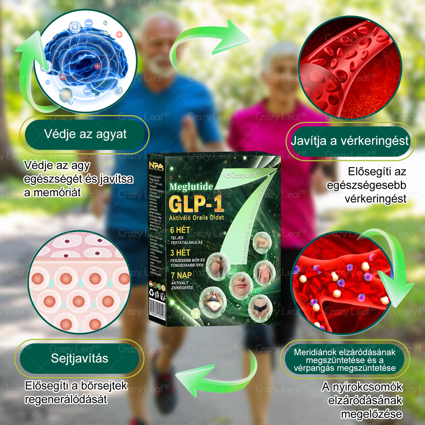 Mayo Klinika által ajánlott | Hivatalos Márkabolt | CrazyLeaf® Meglutide GLP-1 Aktiváló Oralis Oldat – Tartalmaz moringát, NAD+-t és yerba matét, természetes támogatás fogyáshoz, öregedésgátláshoz és cukoranyagcseréhez