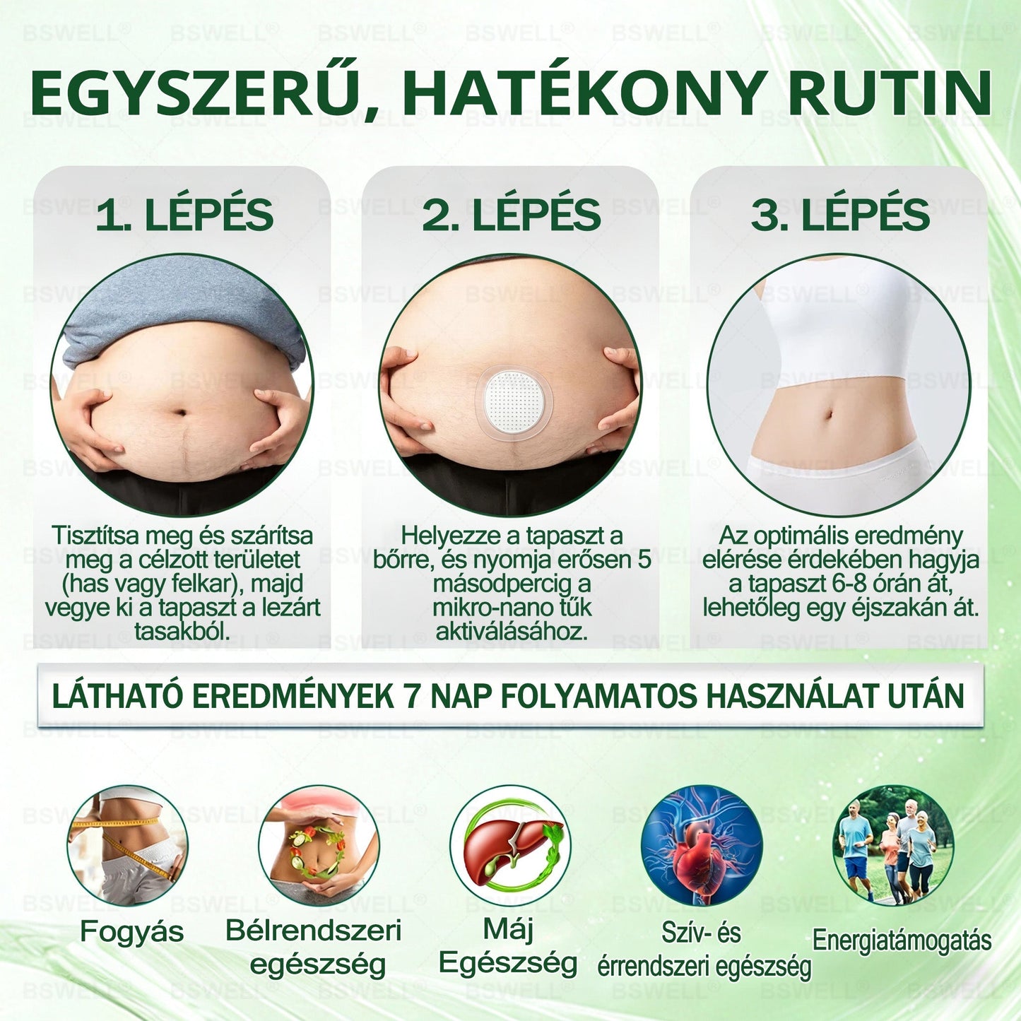 🌿🌿🌿BSWELL® Nano mikrotűs karcsúsító tapasz (Naponta csak egyszer, 28 nap alatt látható változások ✅ Elhízás, szív- és érrendszeri egészség, cukorbetegség, alvási apnoe, bélrendszeri egészség, ízületi problémák és még sok más támogatására)