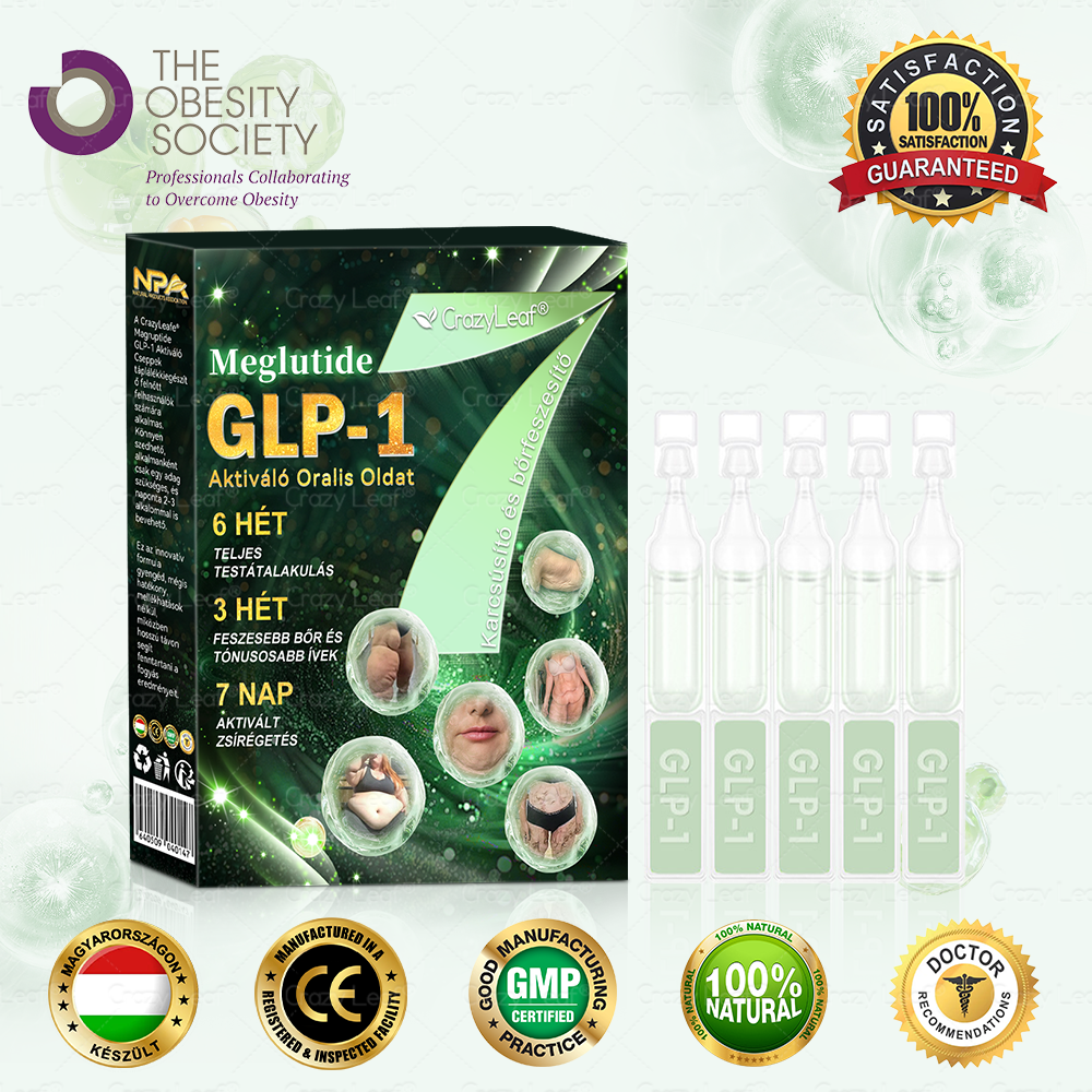 Mayo Klinika által ajánlott | Hivatalos Márkabolt | CrazyLeaf® Meglutide GLP-1 Aktiváló Oralis Oldat – Tartalmaz moringát, NAD+-t és yerba matét, természetes támogatás fogyáshoz, öregedésgátláshoz és cukoranyagcseréhez